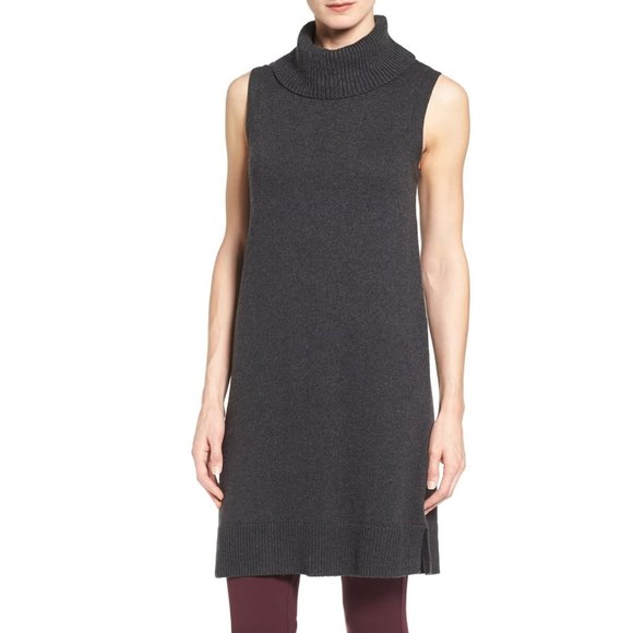 sleeveless turtleneck sweater dress
